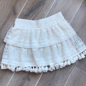 Anine Bing White Tiered Mini Skirt